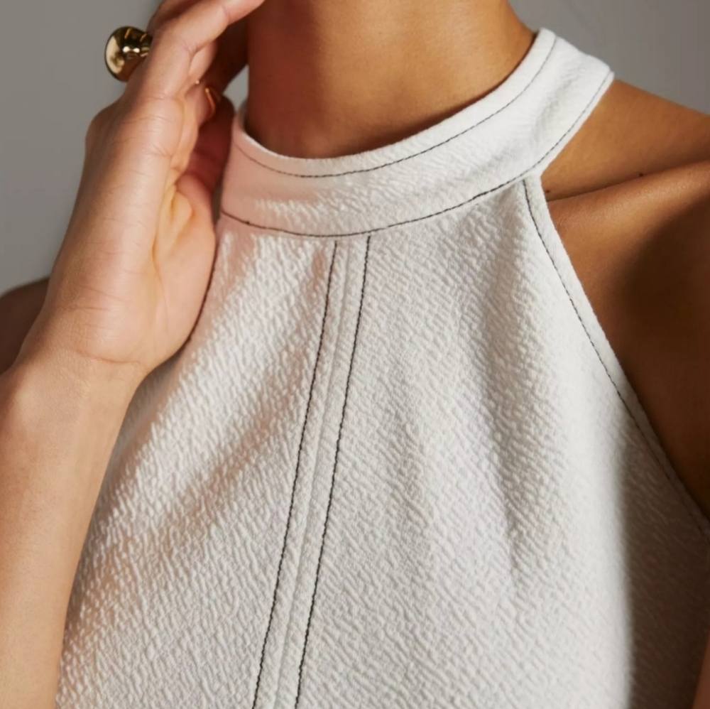Anthropologie Sleeveless Mock Neck Twofer Halter Midi Dress - Picture 4 of 16